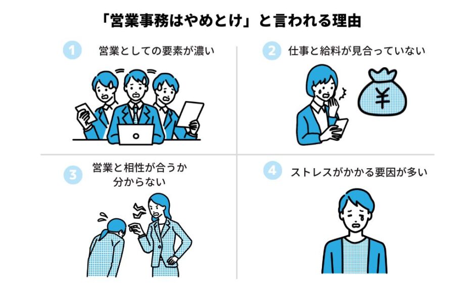 営業事務が「やめとけ」「きつい」と言われる理由とは？【実務経験者の声も紹介】 Hrtable